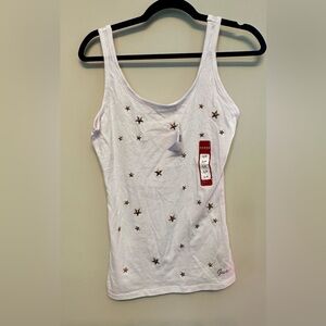 Guess White Star Embellished Sleeveless Tank Top Small NWT